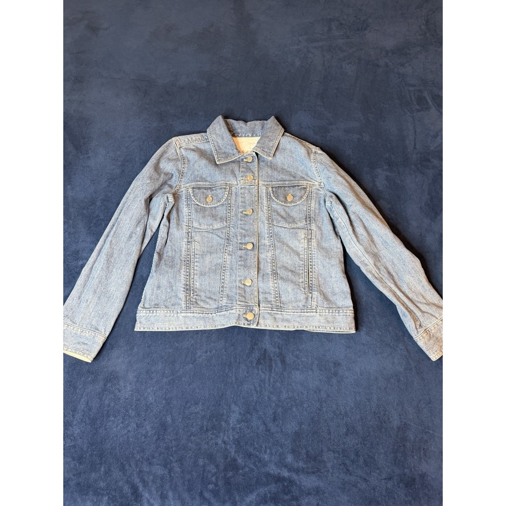 J. Jill Lined Denim Trucker Jacket Womens Small Light Blue Casual Stretch Denim
